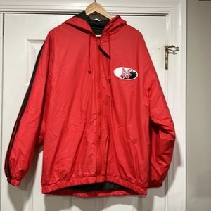 NEBRASKA Huskers fleece lined size LARGE hooded jacket. Zipper front. Warm.